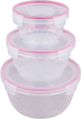 

birdy Round Lock&lock - 2100 ml Plastic Grocery Container(Pack of 3, Pink)