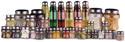 

Princeware - 2000 ml, 1000 ml, 900 ml, 500 ml, 250 ml PP (Polypropylene) Grocery Container, Spice Container(Pack of 32, Clear)