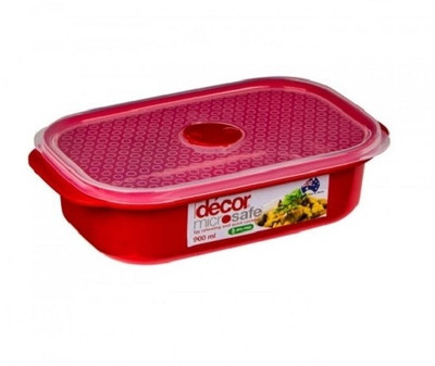 

Decor Microsafe Oblong 900 ml - 900 ml Plastic Grocery Container(Red)