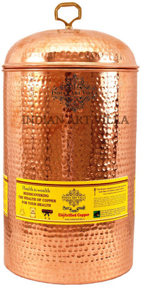 

IndianArtVilla Copper Joint Free Leak Proof Pot Storage Tank Container - Storage Water Home Kitchen Garden Good Health Benefits Yoga Ayurveda - 12000 ml Copper Grocery Container(Brown)