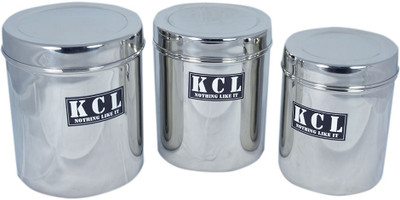 

KCL Deep Dabba Container 3pc - 1200 ml, 1500 ml, 1750 ml Steel Grocery Container(Pack of 3, Silver)