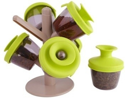

Ideal Home Pop Up Spice Rack - 120 ml Plastic Grocery Container(Pack of 7, Green, Brown), Brown;green