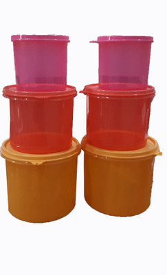

Tupperware - 650 ml, 1000 ml, 1500 ml Plastic Grocery Container(Pack of 6, Orange, Red, Pink), Orange;pink;red