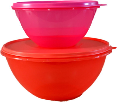 

Tupperware Wonderlier Bowl -Set of 2 (1pc Each of 1.2L & 2.5L) - 1200 ml, 2500 ml Plastic Grocery Container(Pack of 2, Red, Pink), Pink;red