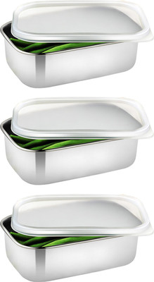 

JVL JVL RECTANGULAR LID BOWL (LD LID) - 1000ML (3 PCS SET) - 1000 ml Steel, Plastic Grocery Container(Pack of 3, Silver)