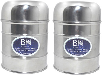 

bartan hub - 750 ml Steel Tea Coffee & Sugar Container(Pack of 2, Silver)