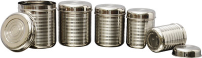 

MiLi - 5000 ml Steel Grocery Container(Pack of 5, Silver)