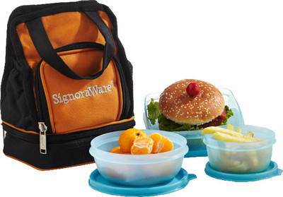 

Signoraware Carry Lunch Box With Bag - 350 ml, 200 ml, 300 ml Plastic Food Storage(Pack of 3, Blue)
