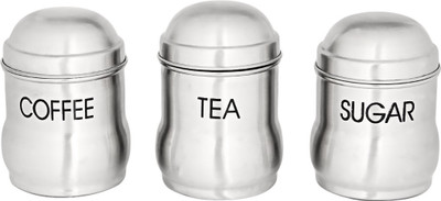 

Airan Solid Delight - 0.5 L Steel Tea Coffee & Sugar Container(Pack of 3, Silver)