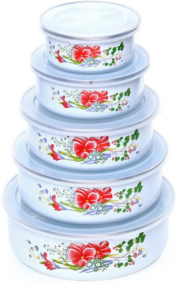 

birdy - 2850 ml Steel Grocery Container(Pack of 5, White)
