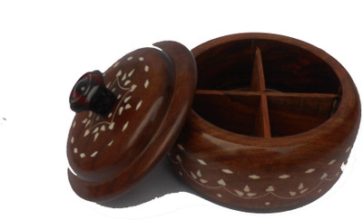 

Handicraft DRY FRUIT CONTAINER OF SHEESHAM WOOD MADE OF LENGTH-5.5INCH - 500 ml Wood Grocery Container(Brown)