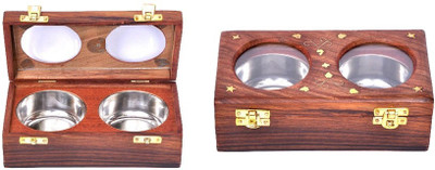 Craftatoz - 400 ml Wood Spice Container, Pickle Container & Salt Pepper Container(Brown)
