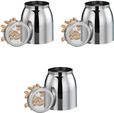 

JVL Jvl Pot Canister 1000 Ml (3 Pcs Set) - 1000 ml Steel, Plastic Grocery Container(Pack of 3, Silver)