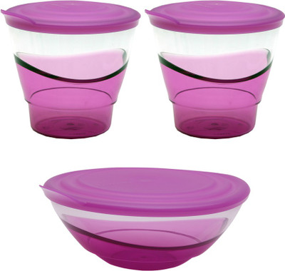 

Tupperware - 600 ml, 250 ml Plastic Grocery Container(Pack of 3, Purple)