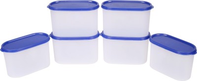 

Tallboy Space Saver Modular 6pc - 1200 ml Plastic Grocery Container(Pack of 6, White, Blue), Blue;white