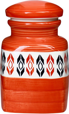 

Caffeine Barni Ceramic in Glossy Orange Arrow (Medium Size) (1 Pc) Handmade - 2000 ml Stoneware Grocery Container(Orange)
