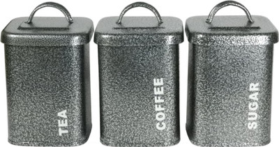 

Gaarv - 1300 ml Steel Grocery Container(Pack of 3, Black)