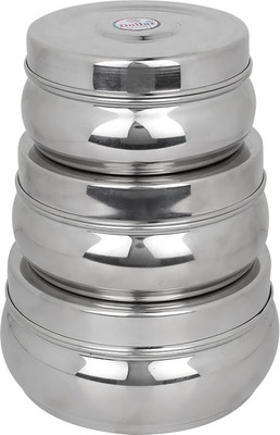 

Paradise - 1 L, 500 ml, 200 ml Steel Grocery Container(Pack of 3, Silver)