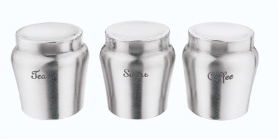 

Aagam Apple Canisters - 425 ml Steel Tea Coffee & Sugar Container(Pack of 3, Silver)