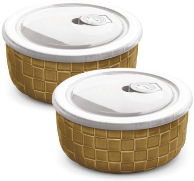 

Treo Krug - 500 ml Ceramic Grocery Container(Pack of 2, Brown)