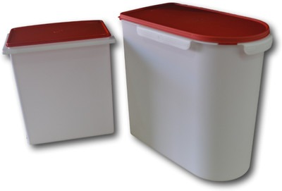 Tupperware Multikeeper and Rice Keeper - 24 L, 10 L Plastic Grocery Container(Pack of 2, White, Red)