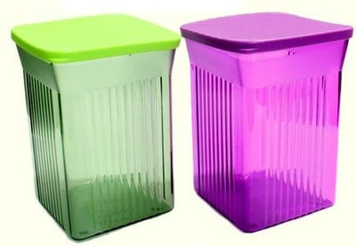 

Tupperware - 800 ml Plastic Grocery Container(Pack of 2, Green, Purple)