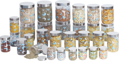 

Steelo 30 Pieces PET - Selo - 500 ml, 800 ml, 200 ml, 50 ml, 1800 ml, 1100 ml Plastic Food Storage(Pack of 30, Clear)