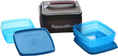 

Signoraware Hot 'n' Fresh Lunch With Bag - 350 ml Plastic Food Storage(Pack of 2, Blue)
