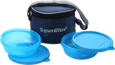 

Signoraware Buddy Lunch Box With Bag - 300 ml Plastic Food Storage(Pack of 2, Blue)