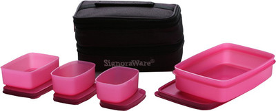 

Signoraware Fortune Lunch Box - 850 ml, 150 ml, 100 ml Plastic Food Storage(Pack of 4, Pink)