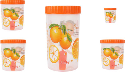 

Stylobby - 2000 ml, 1200 ml, 1100 ml, 500 ml, 250 ml Polypropylene Grocery Container(Pack of 5, Orange)