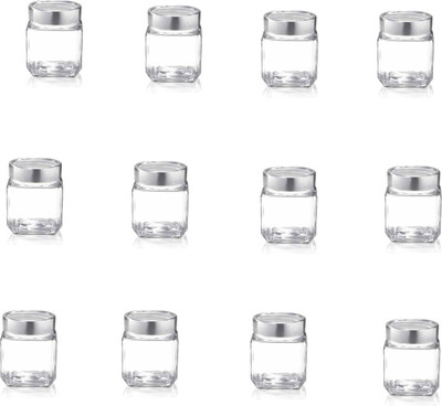 TREO 580 ml Glass Tea Coffee Sugar Container Pack of 12, Clear TREO Kitchen Containers