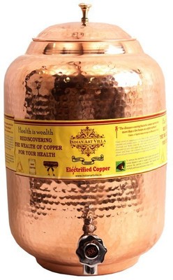 

IndianArtVilla Water Pot Tank Dispenser - 4 L Copper Grocery Container(Brown)