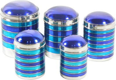 

Gaarv Easy Storage - 3 L, 2.2 L, 1.75 L, 1.3 L, 0.9 L Steel Grocery Container(Pack of 5, Blue)