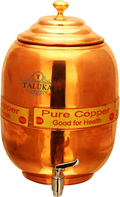

Taluka (Dia:-6" x Height:-12" Inches) Pure Copper Water Pot Dispenser Tank Pitcher Jug Best Quality - 5000 ml Copper Grocery Container(Brown)