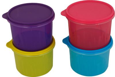

Tupperware - 1.2 L Plastic Grocery Container(Pack of 4, Violet, Pink, Yellow, Blue), Blue;pink;violet;yellow