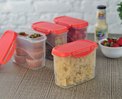 

All Time - 1000 ml, 1000 ml, 1000 ml, 1000 ml Plastic Grocery Container(Pack of 4, Red)