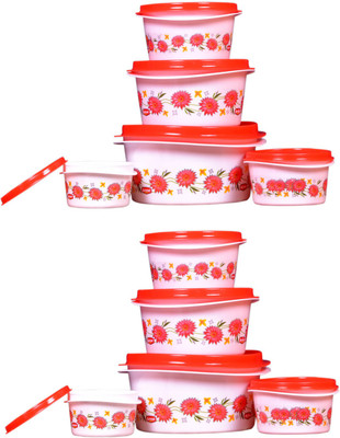 

Home Creations - 300 ml, 600 ml, 750 ml, 1000 ml, 1600 ml Polypropylene Grocery Container(Pack of 10, Red)