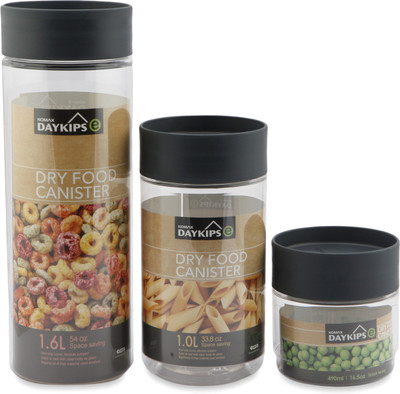 

Komax - 1.6 L, 1 L, 490 ml Plastic Grocery Container(Pack of 3, Clear)