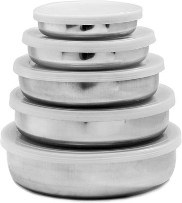 

Gold Luck Mlt-201 - 150 ml, 250 ml, 400 ml, 600 ml, 950 ml Steel Grocery Container(Pack of 5, White)