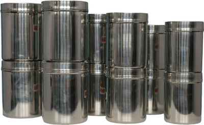 

KCL Deep Dabba 12 Containers - 1250 ml, 1250 ml, 1250 ml, 1250 ml, 1500 ml, 1500 ml, 1500 ml, 1500 ml, 1750 ml, 1750 ml, 1750 ml, 1750 ml Steel Grocery Container(Pack of 12, Silver)
