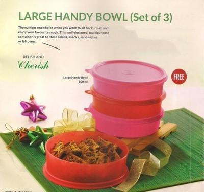 

Tupperware - 500 ml Plastic Grocery Container(Pack of 4, Red, Pink), Pink;red