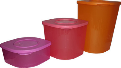 

Tupperware - 470 ml, 1000 ml, 1500 ml Plastic Grocery Container(Pack of 3, Orange, Red, Pink), Orange;pink;red