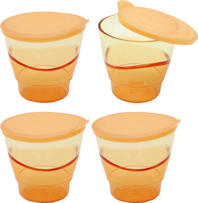 

Tupperware - 250 ml Plastic Grocery Container(Pack of 4, Orange)