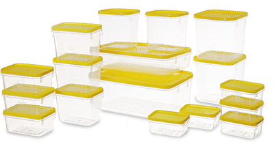 

All Time Polka - 125 ml, 250 ml, 400 ml, 600 ml, 1200 ml, 1500 ml, 3000 ml Plastic Grocery Container(Pack of 17, Yellow)