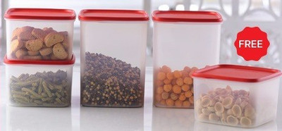 

Tupperware Smart Storer - 2.5 L, 3.9 L PP (Polypropylene) Grocery Container(Pack of 2, Pink, Orange), Orange;pink