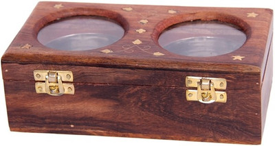 

BKDT Marketing Wooden Handicraft Hand Made Beautiful Dry Fruit - 2 Bowl - 200 ml Wood Grocery Container(Brown)