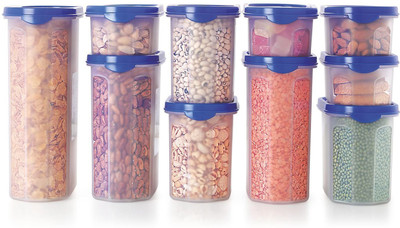 

Cello - 1800 ml, 2400 ml, 1200 ml, 600 ml Plastic Grocery Container(Pack of 10, Multicolor)