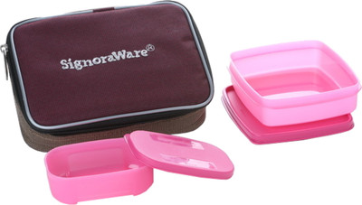 

Signoraware Twin Smart Lunch Box (With Bag) - 140 ml, 350 ml Plastic Food Storage(Pack of 2, Pink)