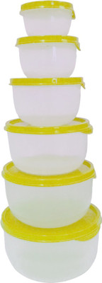 

Golddust Ultimate Airtight Serve Fresh - 2500 ml, 1500 ml, 1000 ml, 600 ml, 350 ml, 200 ml PP (Polypropylene) Grocery Container(Pack of 6, Yellow, Clear), Clear;yellow